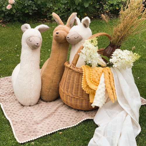 Handgemaakt Alpaca knuffel kussen - crème