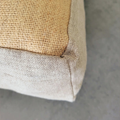 Poef van natuurlijk linnen & jute - beige