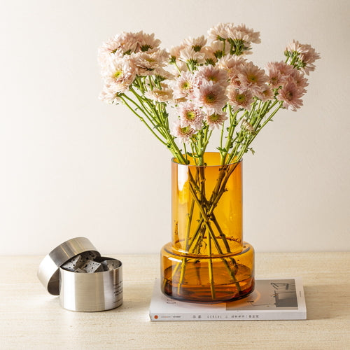 Retro design vaas glas 25 cm - warm amber