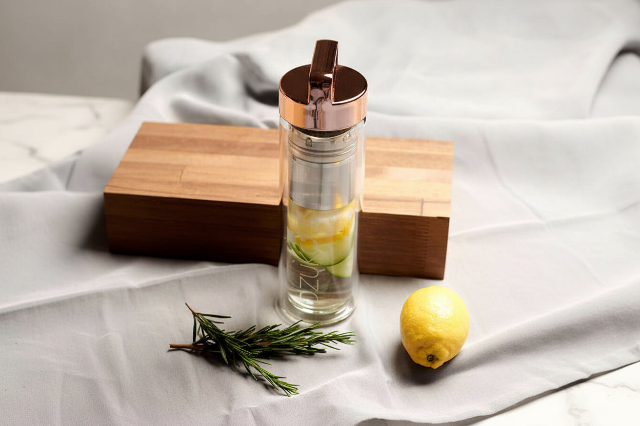 Glazen theefles infuser voor onderweg 450 ml - meerdere varianten