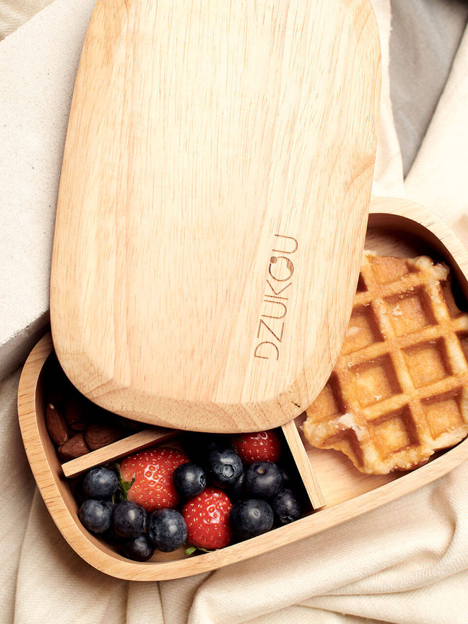 Design houten lunch box 450 ml - bruin