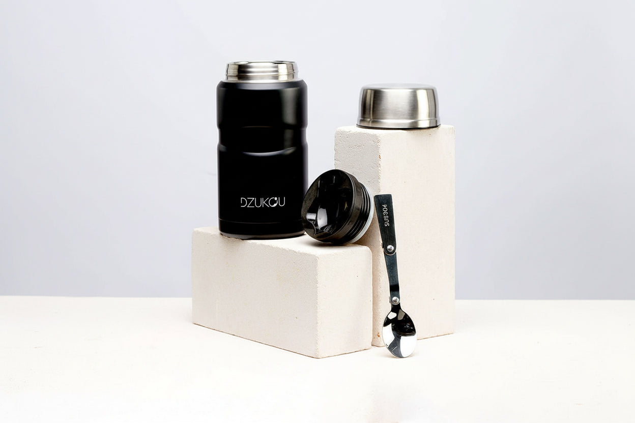 Lunch en yoghurt box voor onderweg van roestvrijstaal 750 ml - wit of zwart