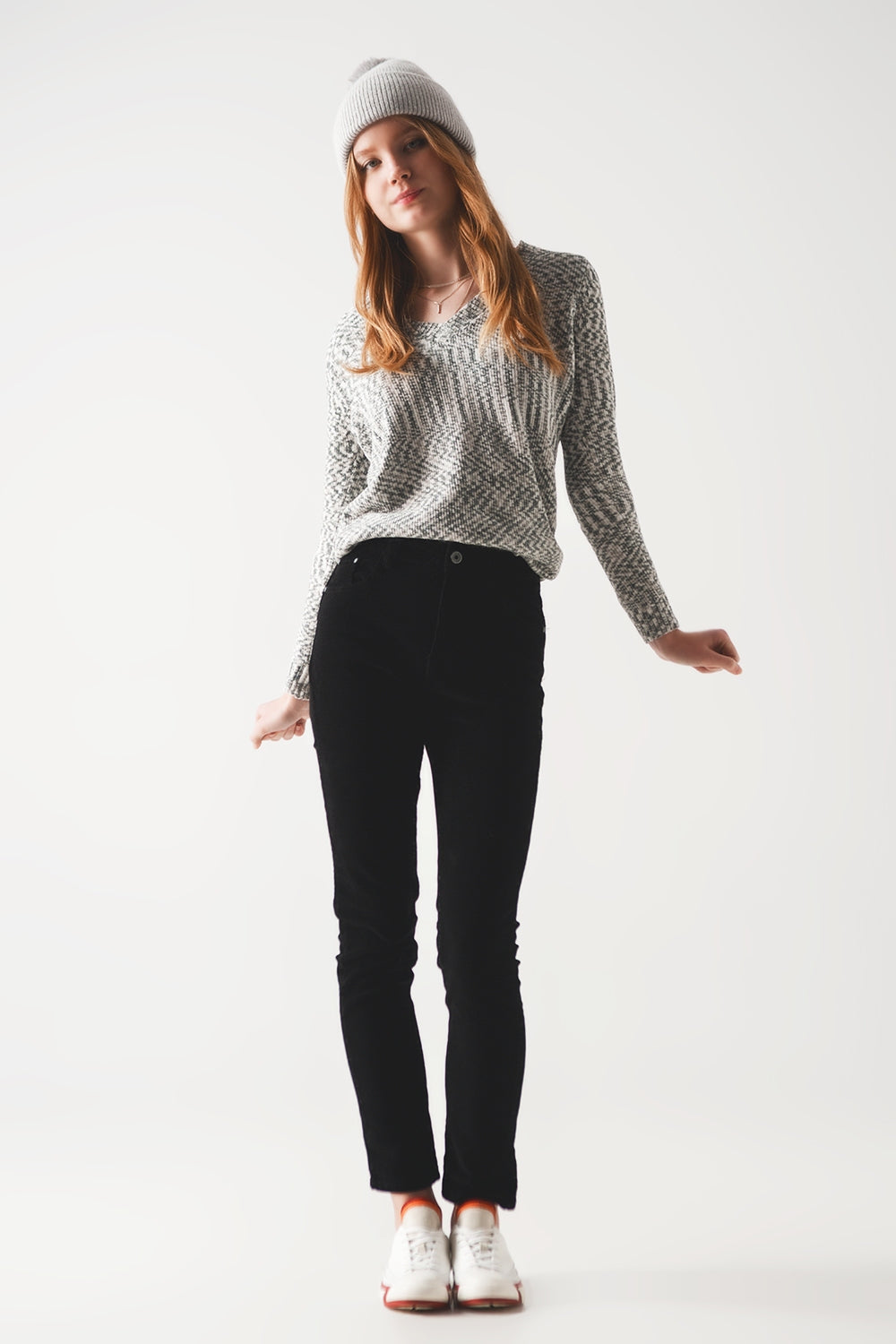Skinny jeans corduroy katoen - zwart