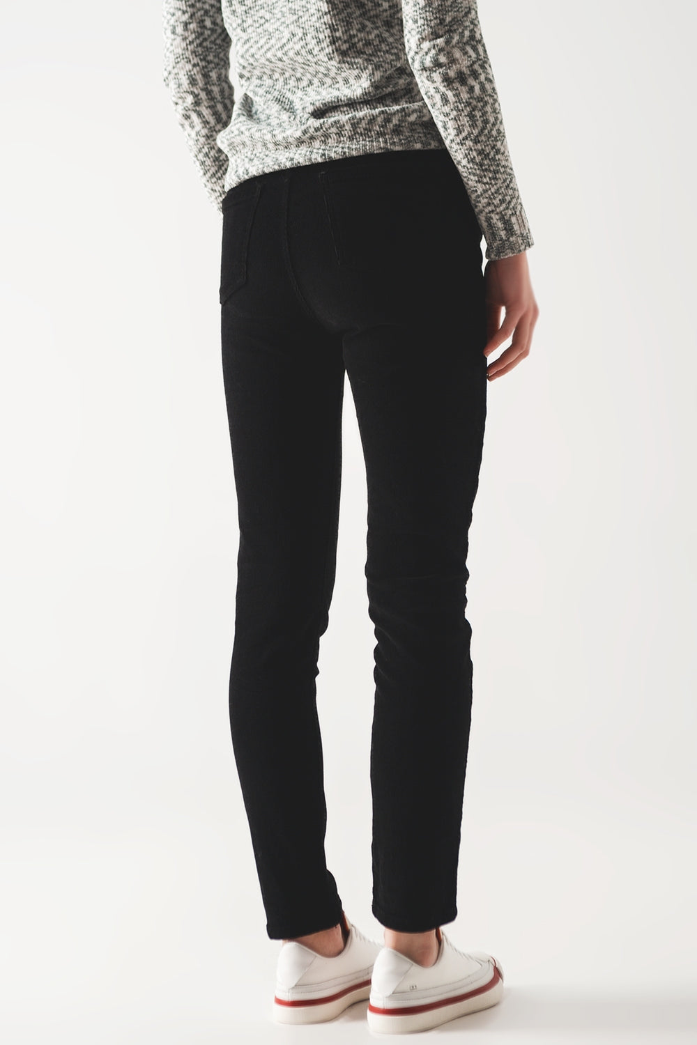 Skinny jeans corduroy katoen - zwart