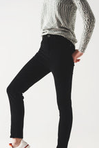 Skinny jeans corduroy katoen - zwart