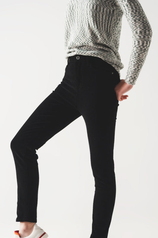 Skinny jeans corduroy katoen - zwart