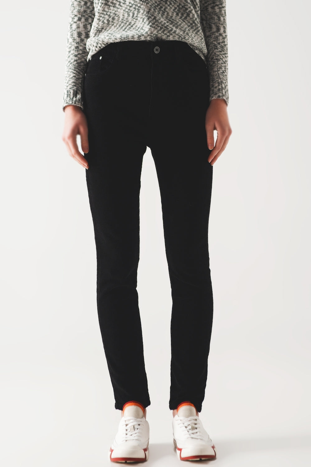 Skinny jeans corduroy katoen - zwart