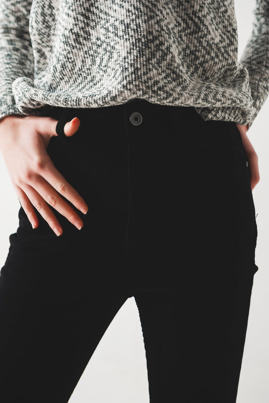 Skinny jeans corduroy katoen - zwart
