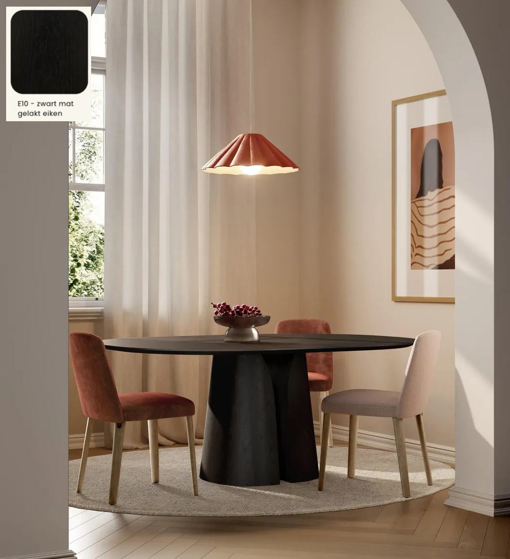 Ovale eettafel Mobitec Blossom van massief eiken hout - bruin of zwart