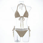 Designer triangel bikini set - metallic goud