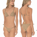Designer triangel bikini set - metallic goud