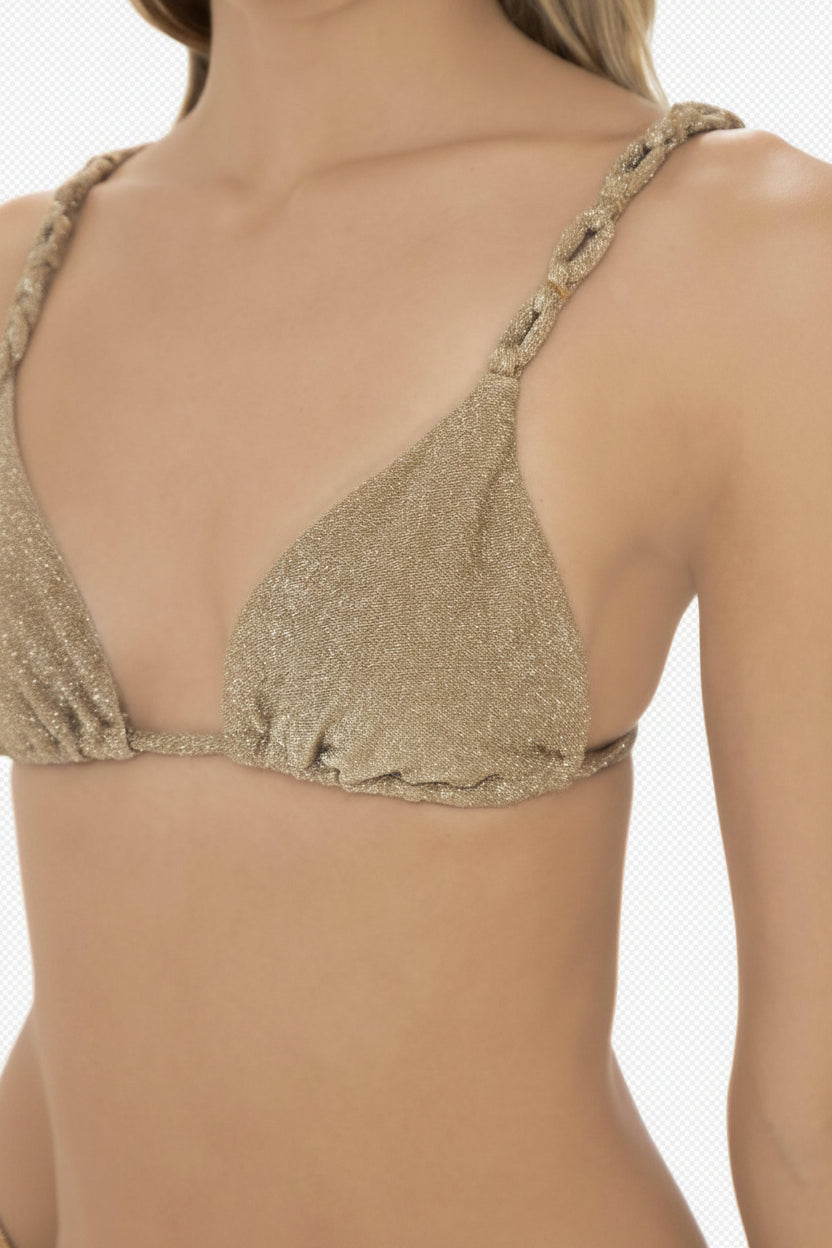 Designer triangel bikini set - metallic goud