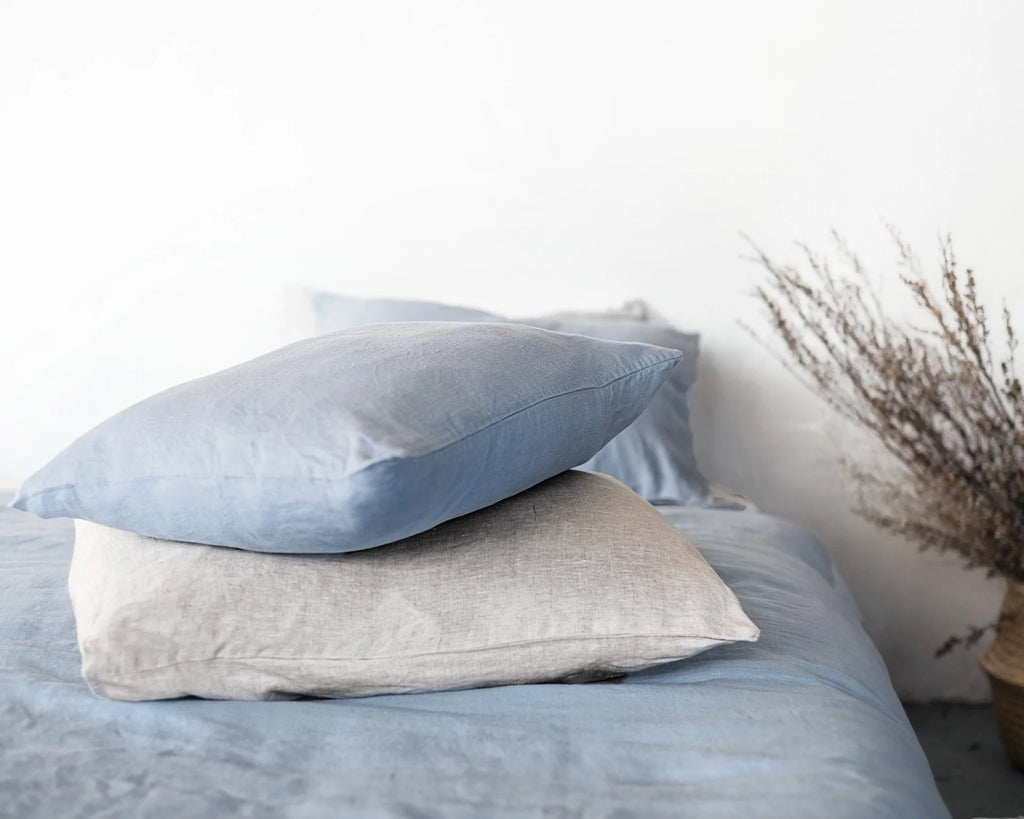 100% linnen kussensloop met envelop sluiting - pastel blauw