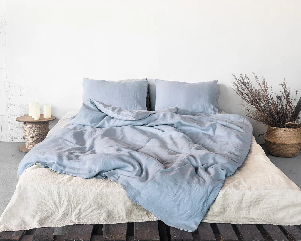 100% linnen kussensloop met envelop sluiting - pastel blauw