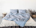 100% linnen dekbedovertrek met strik sluiting - pastel blauw