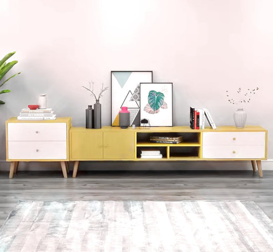 Two-Doors, Two-Drawers Wooden TV Cabinet-3