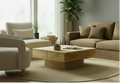 Design salontafel vierkant van massief mango hout - bruin