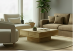 Design salontafel vierkant van massief mango hout - bruin