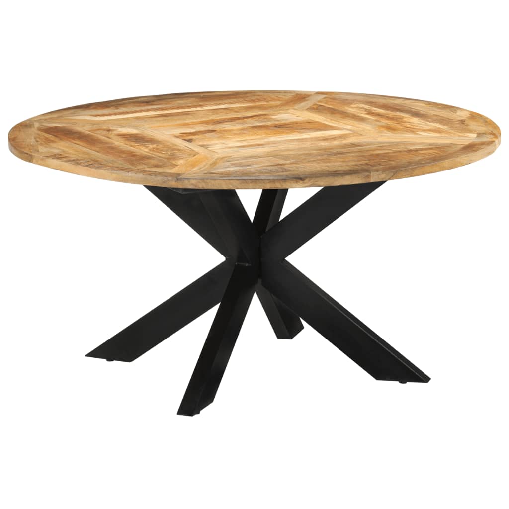 Ronde eettafel van massief ruw mango hout en metaal Ø 150 cm - bruin en zwart