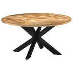 Ronde eettafel van massief ruw mango hout en metaal Ø 150 cm - bruin en zwart