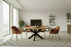 Ronde eettafel van massief ruw mango hout en metaal Ø 150 cm - bruin en zwart