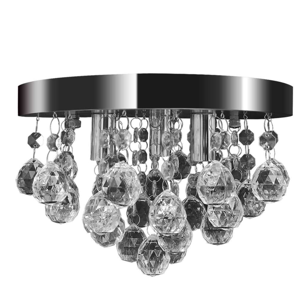 Plafondlamp kroonluchter met kunststof kristallen - transparant of zwart