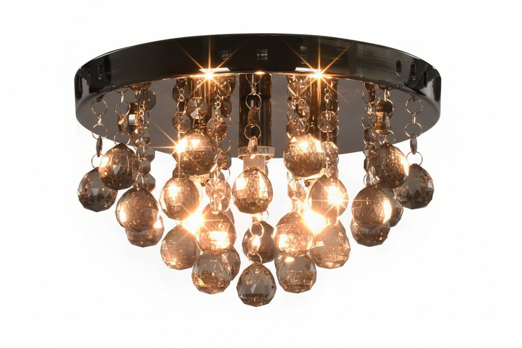 Plafondlamp kroonluchter met kunststof kristallen - transparant of zwart