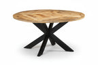 Ronde eettafel van massief ruw mango hout en metaal Ø 150 cm - bruin en zwart