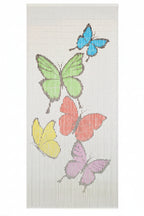 Gordijn van bamboe met vlinders design 90x200 cm - wit met kleuren patroon