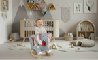 Hobbel dier olifant van hout en pluche