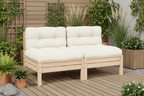Modulaire tuinbank 2-zits met rugleuning van massief grenenhout - bruin of wit