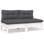 Modulaire tuinbank 2-zits met rugleuning van massief grenenhout - bruin of wit