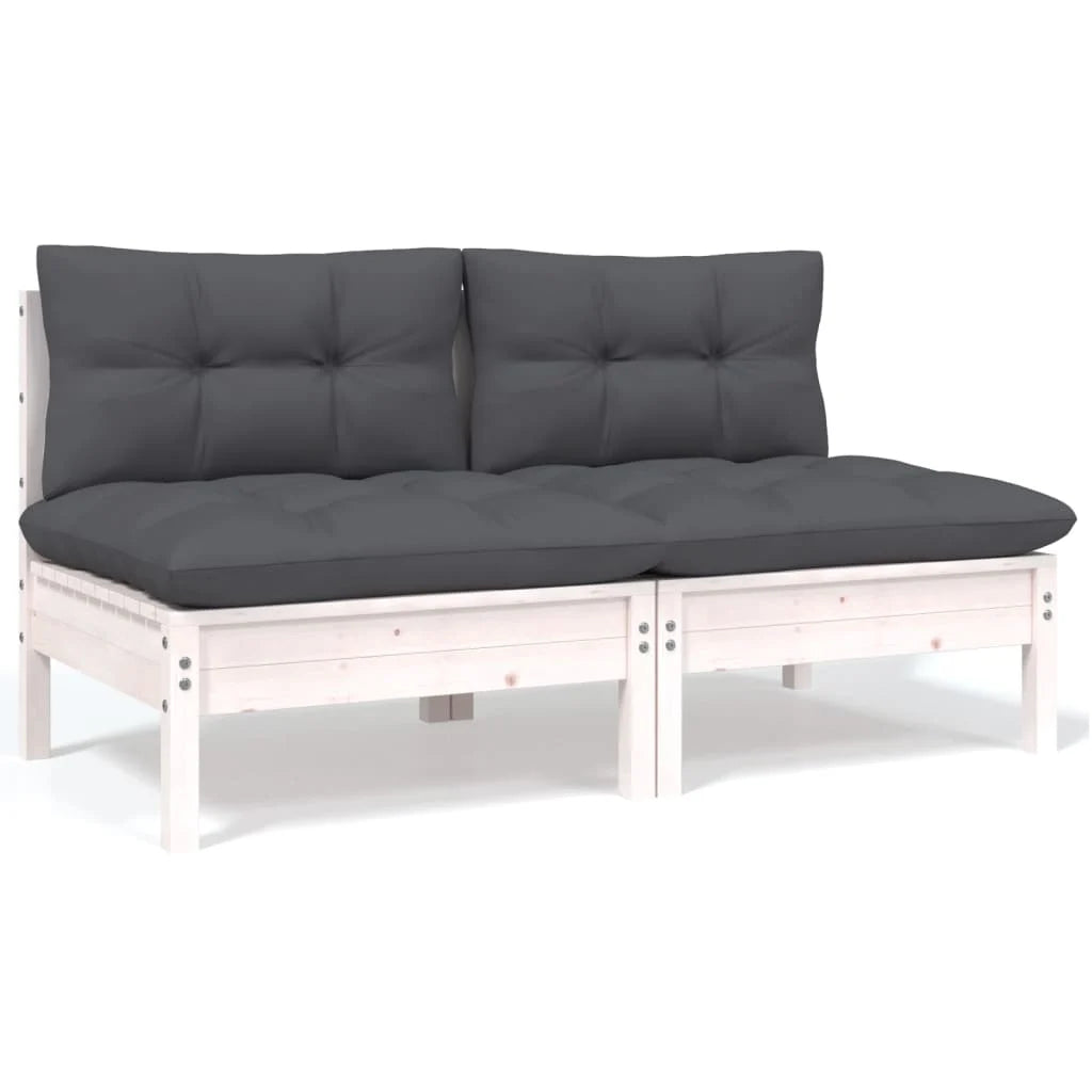 Modulaire tuinbank 2-zits met rugleuning van massief grenenhout - bruin of wit