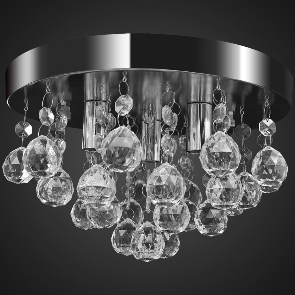 Plafondlamp kroonluchter met kunststof kristallen - transparant of zwart