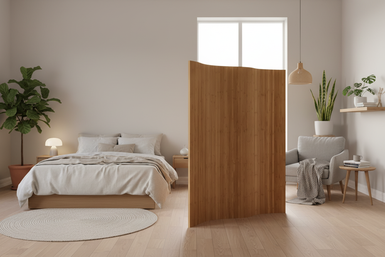 Design kamerscherm scheidingswand van bamboe 250 x 165 cm - bruin