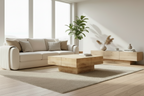 Design salontafel vierkant van massief mango hout - bruin