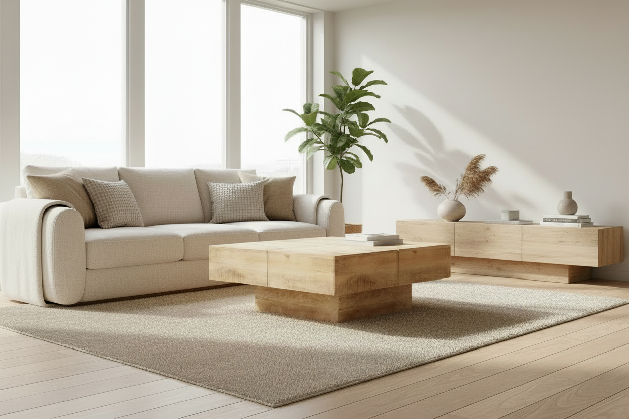 Design salontafel vierkant van massief mango hout - bruin