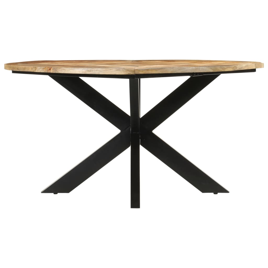 Ronde eettafel van massief ruw mango hout en metaal Ø 150 cm - bruin en zwart