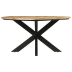 Ronde eettafel van massief ruw mango hout en metaal Ø 150 cm - bruin en zwart