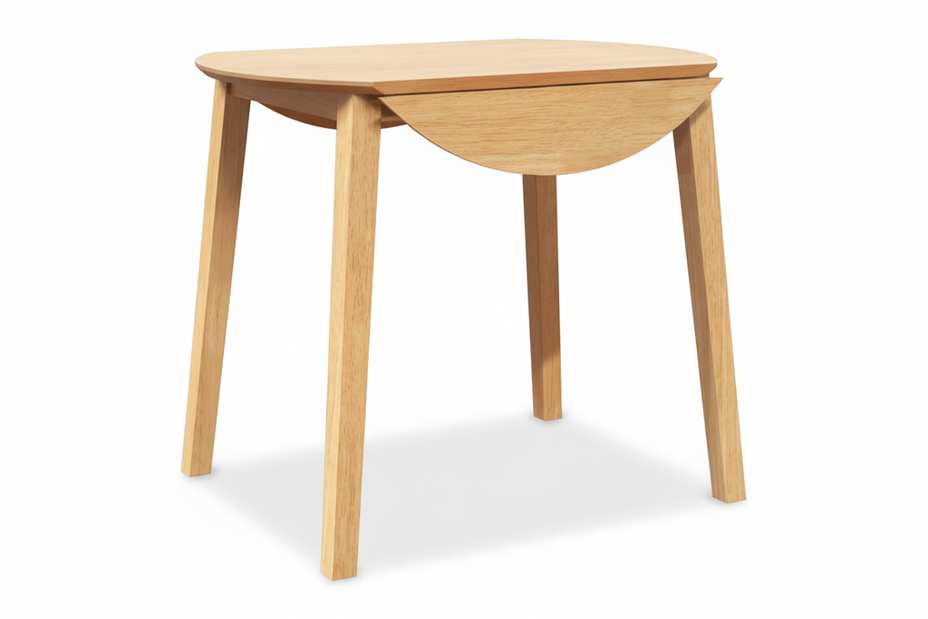Compact inklapbare ronde eettafel van massief rubber hout 90 cm - meerdere kleuren