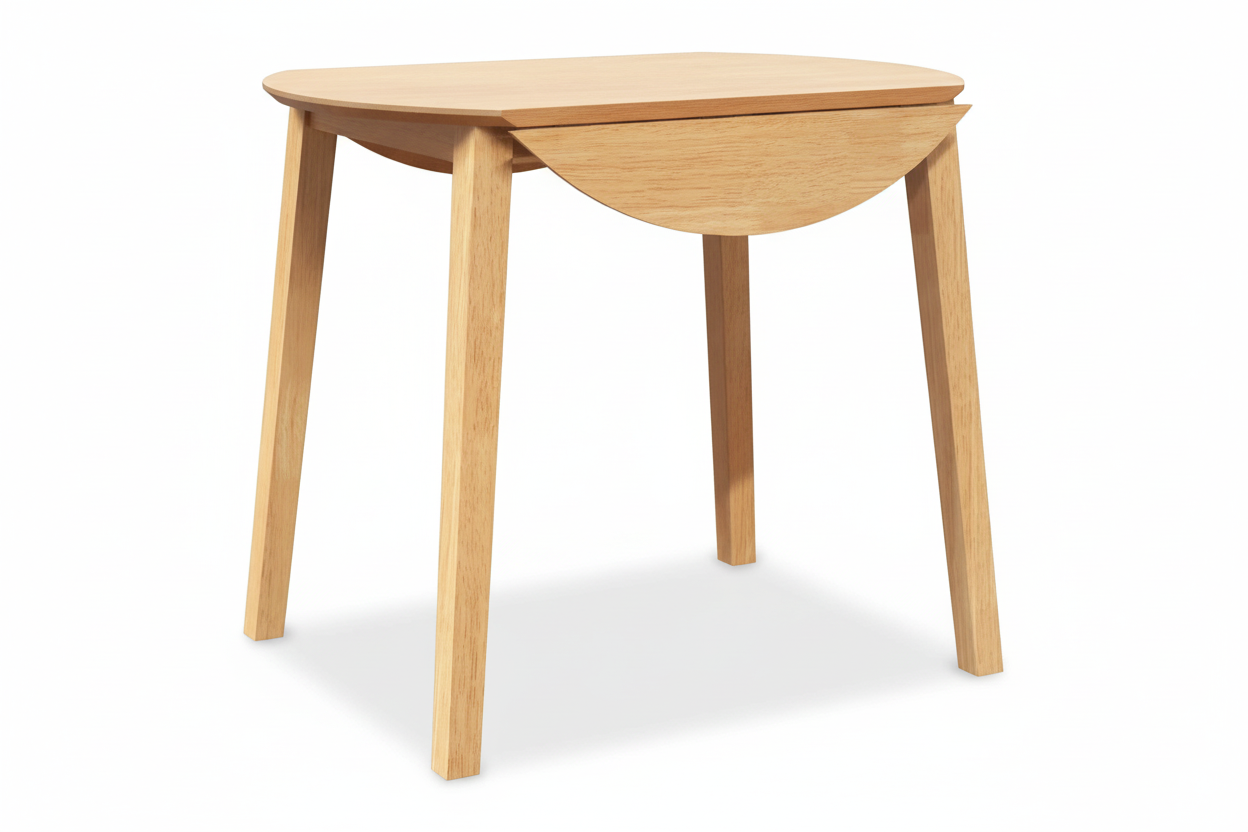 Compact inklapbare ronde eettafel van massief rubber hout 90 cm - meerdere kleuren