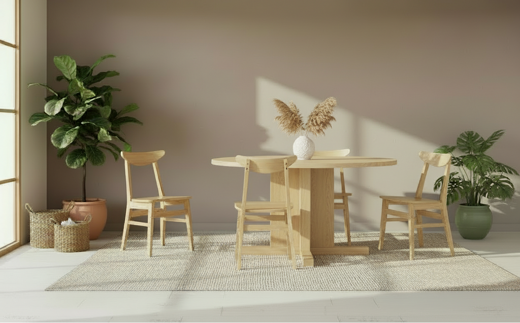 Set van 2 design stoelen van massief rubber hout- bruin