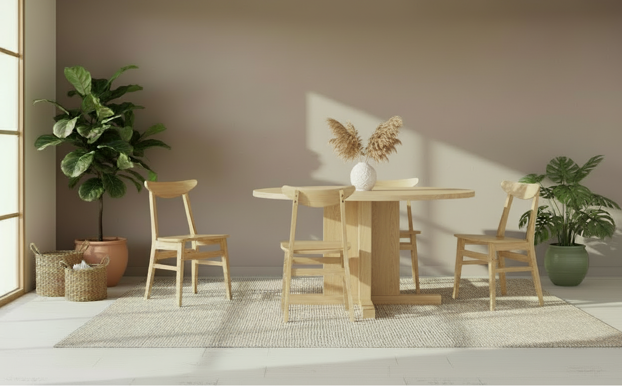 Set van 2 design stoelen van massief rubber hout- bruin