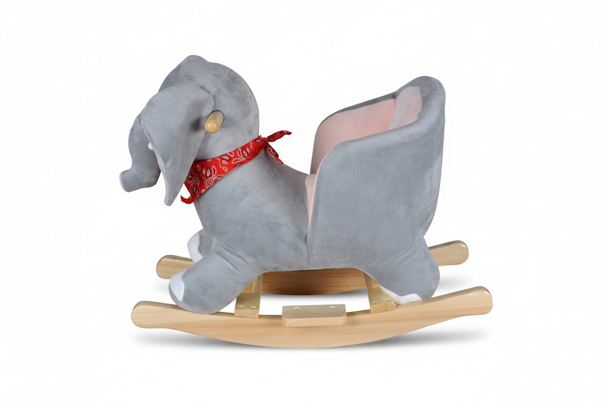Hobbel dier olifant van hout en pluche