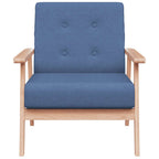 Vintage fauteuil van hout en stof - blauw