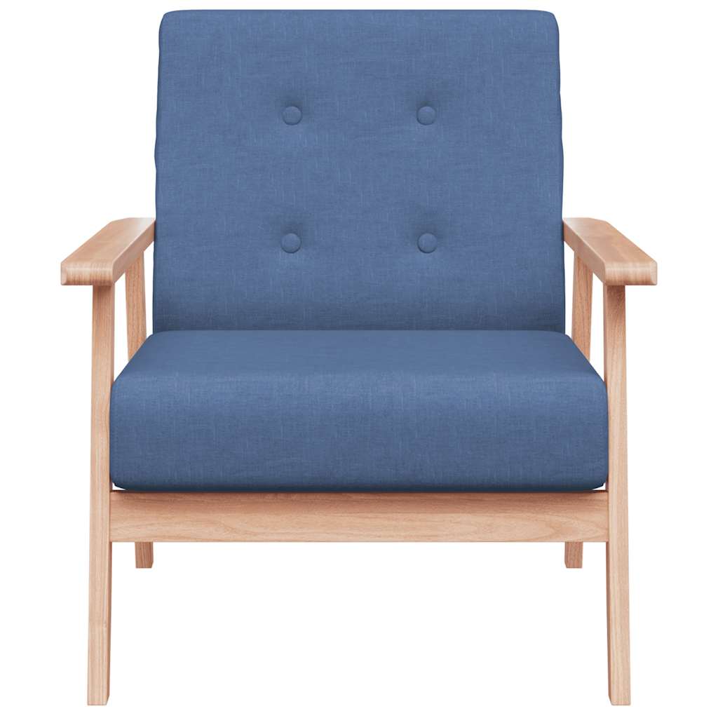 Vintage fauteuil van hout en stof - blauw