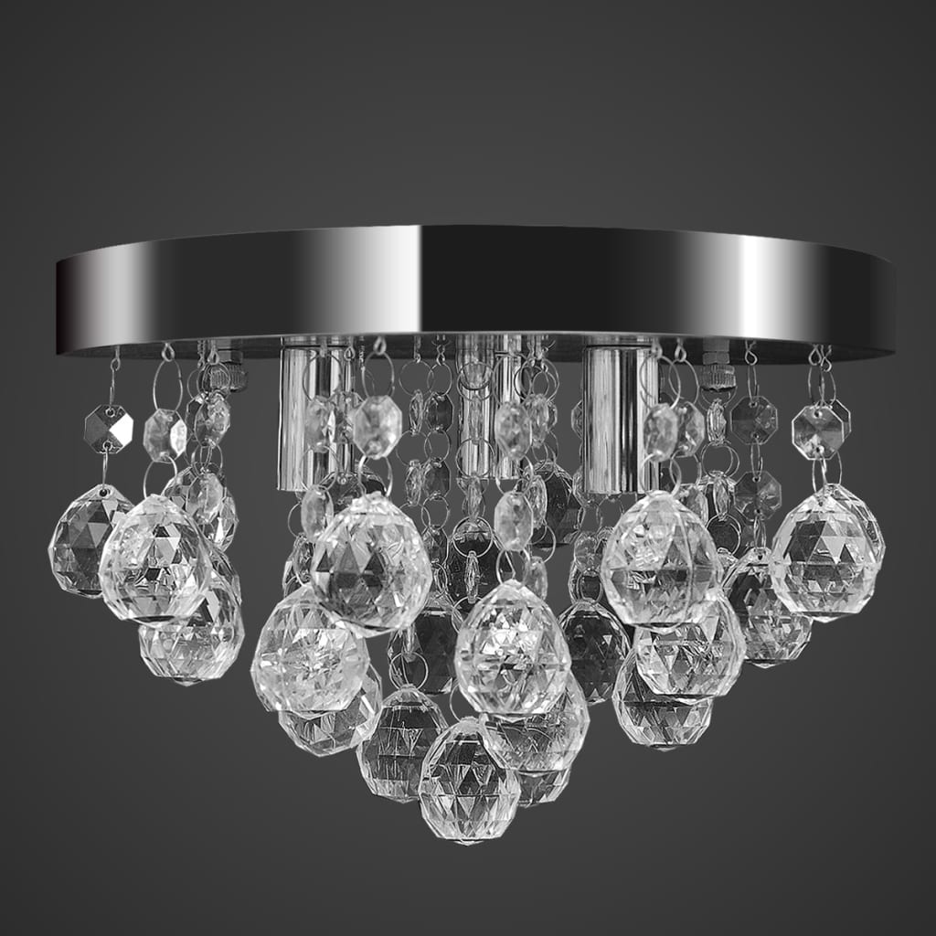 Plafondlamp kroonluchter met kunststof kristallen - transparant of zwart
