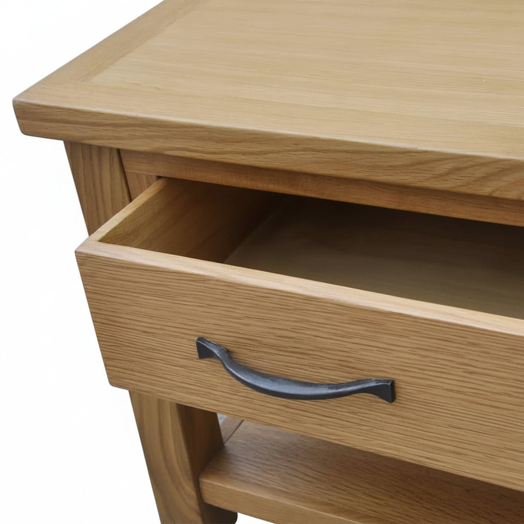 Rustieke salontafel met lade en opbergruimte van massief eikenhout - bruin