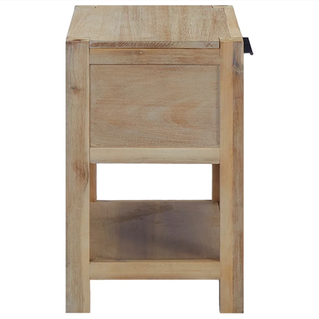 Vintage nachtkastje met lade van massief Acacia hout - bruin