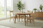 Set van 2 design stoelen van massief rubber hout- bruin